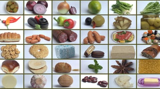 Large group of food on white background