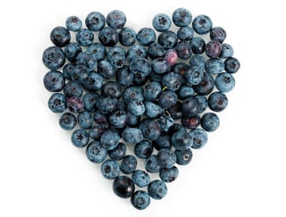 Heart made of fresh Blueberries.