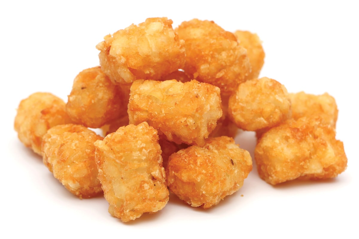 Tater tots, produced using ingredients from potato processing waste streams