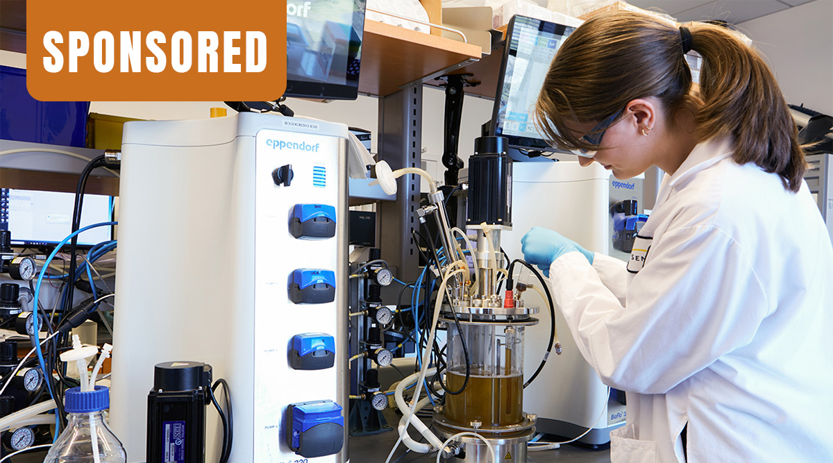 A tech at Sensient BioNutrients works in the lab