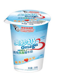 OMU drinkable yogurt recently launched in China by Canton American Flower Lounge Livestock Co. is enriched with MEG-3 brand omega-3 EPA/DHA from fish oil.