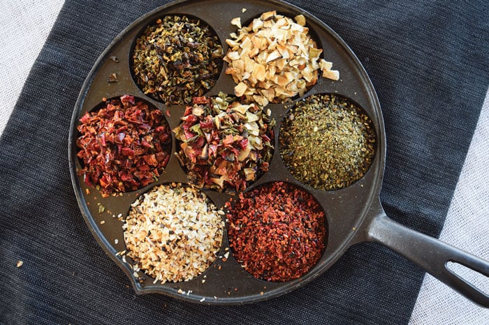 Cast iron skillet with 7 ingredients