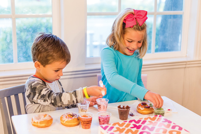 Children making donuts
