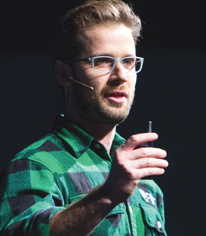 Charles Baron in green shirt