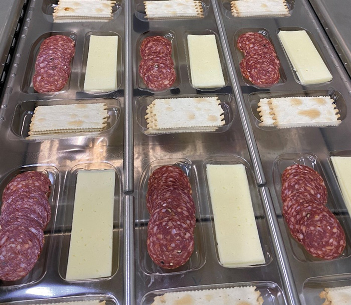 salami with cheese and crackers