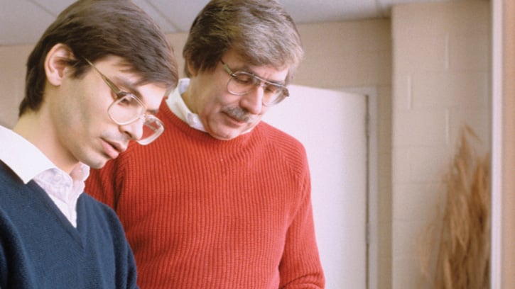 Ted Labuza, right, in 1989 with postdoctoral student Petros Taoukis