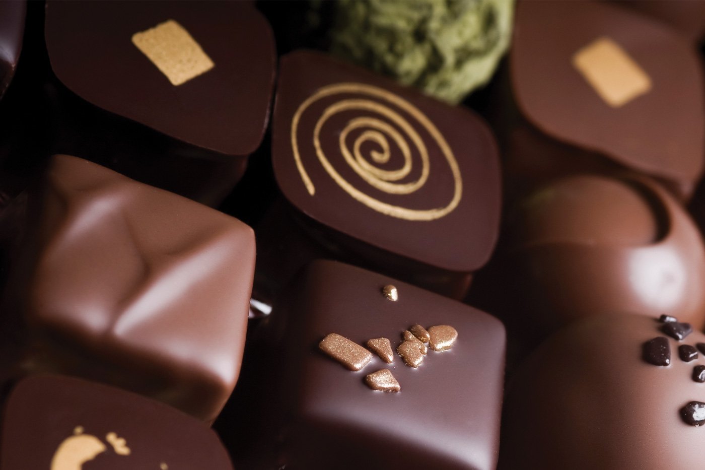 Assorted handmade chocolate pralines