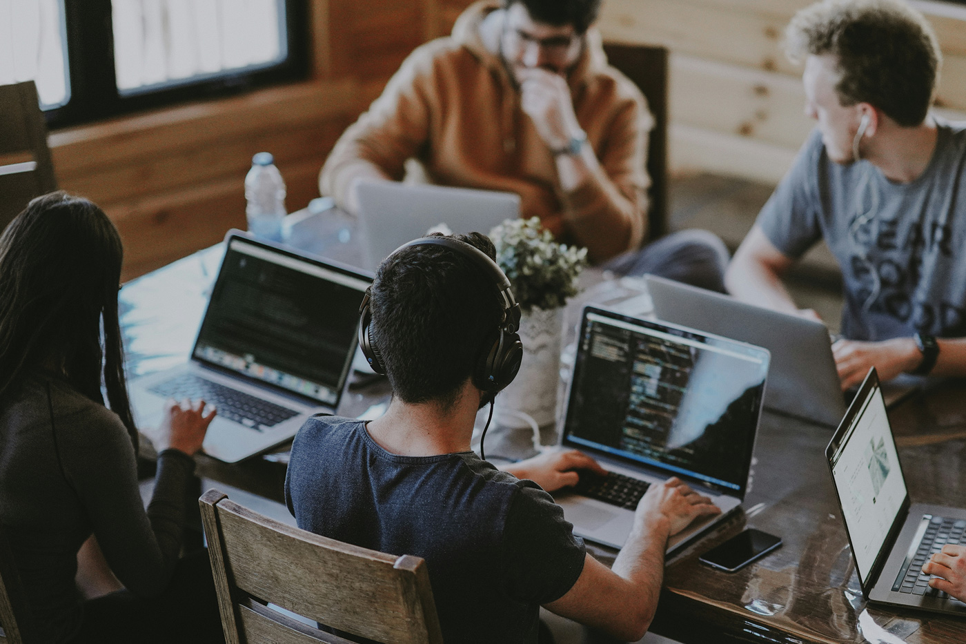 Students working on computers