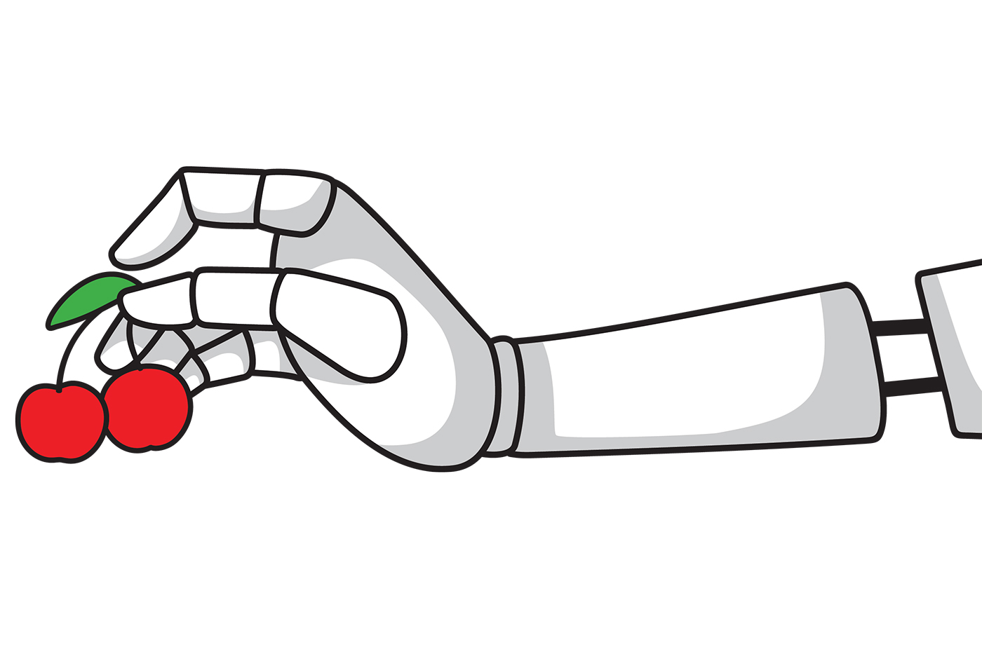 robot hand holding cherries