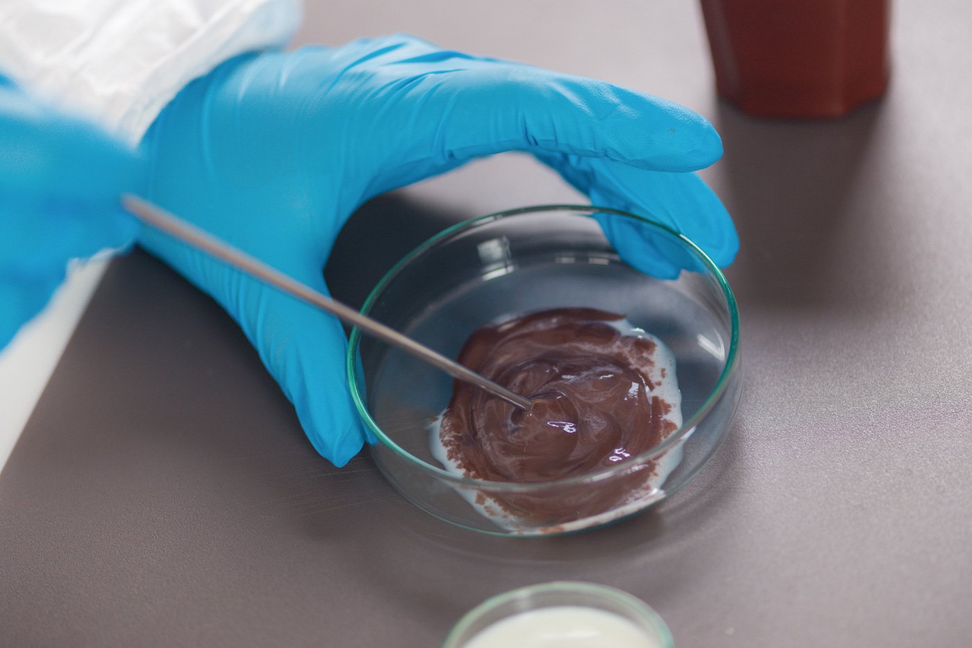 Checking Pudding samples in a lab.