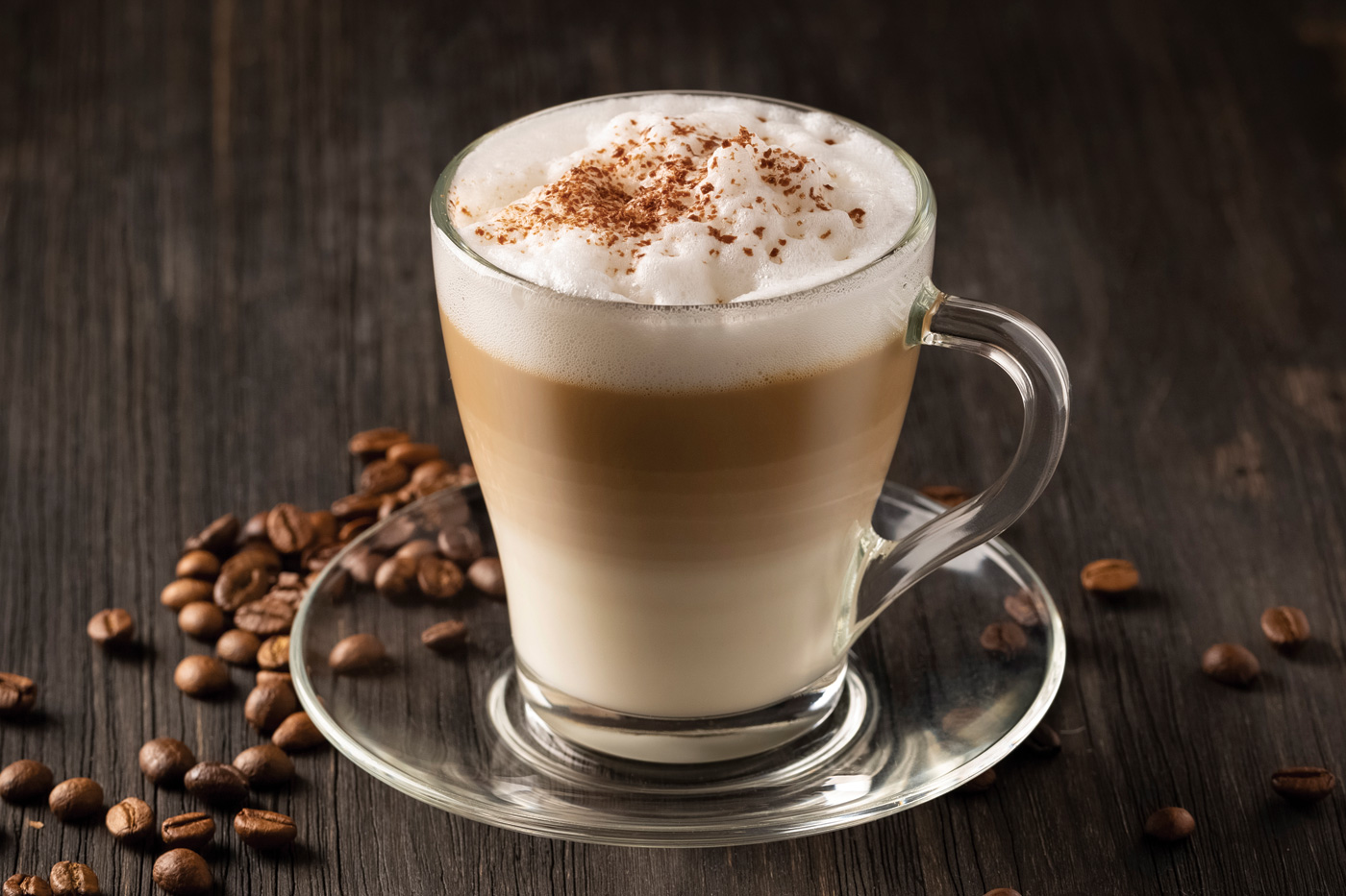 Latte Macchiato Coffee layered with Milk