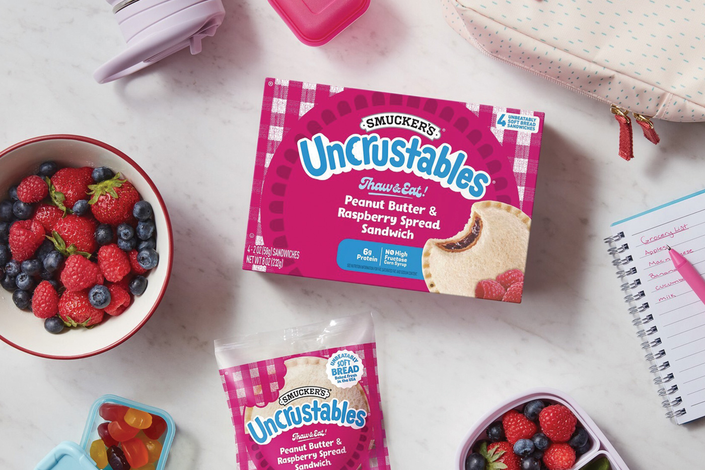 Uncrustables brand Peanut Butter & Raspberry Spread