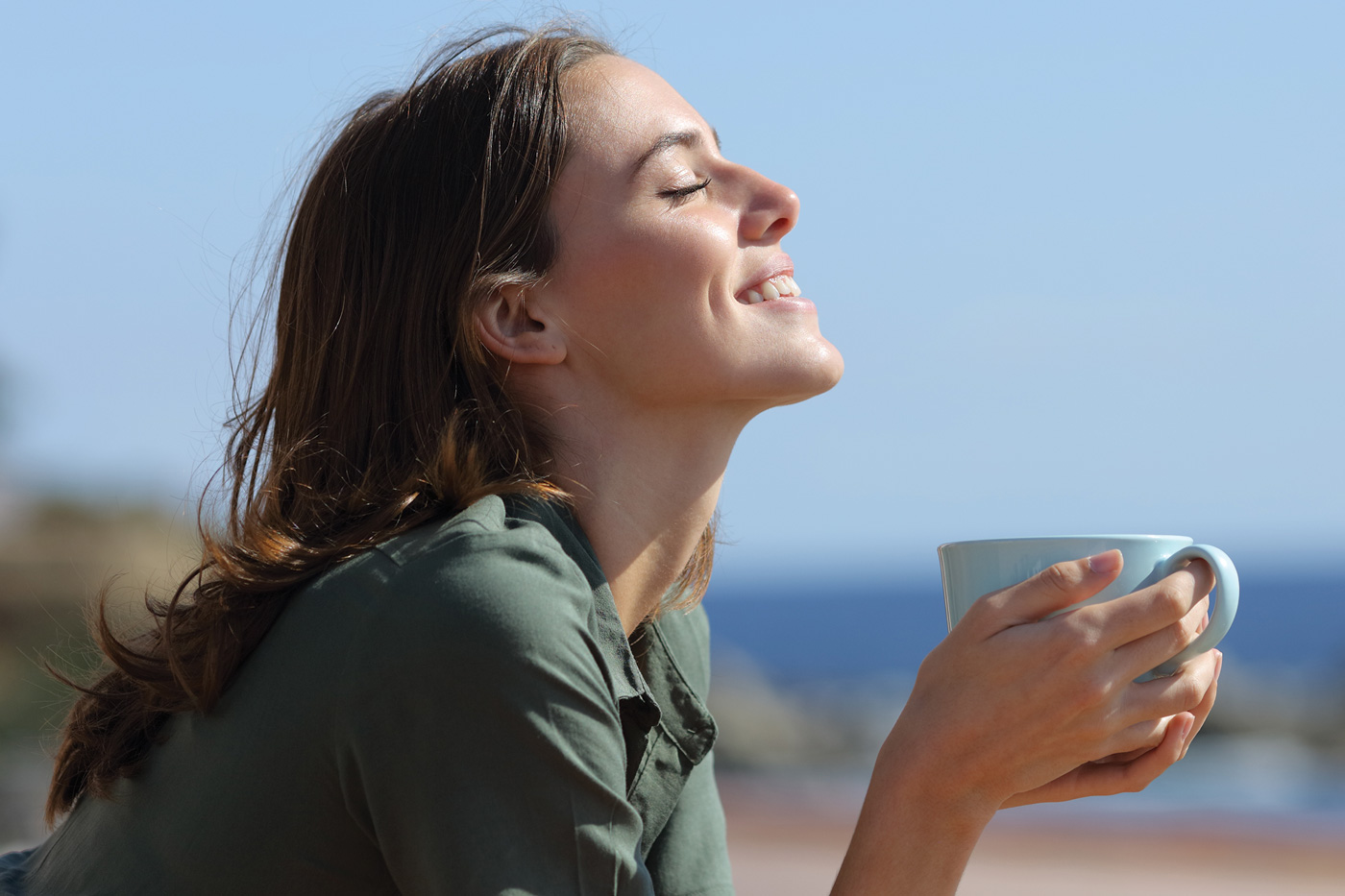 Woman drinking coffee