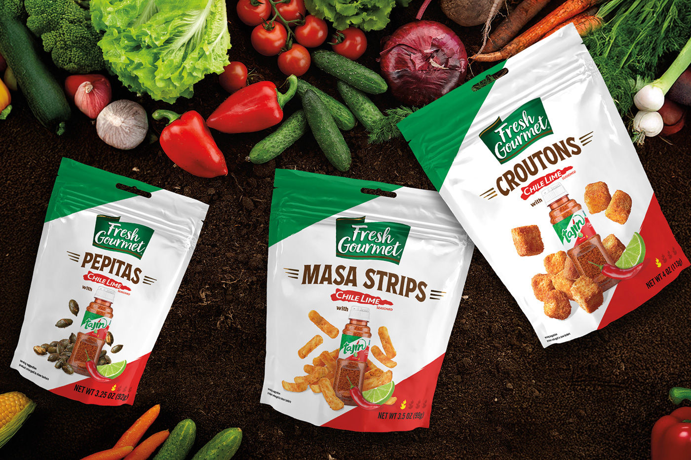 Fresh Gourmet Chile Lime Croutons, Pepitas, and Masa Strips