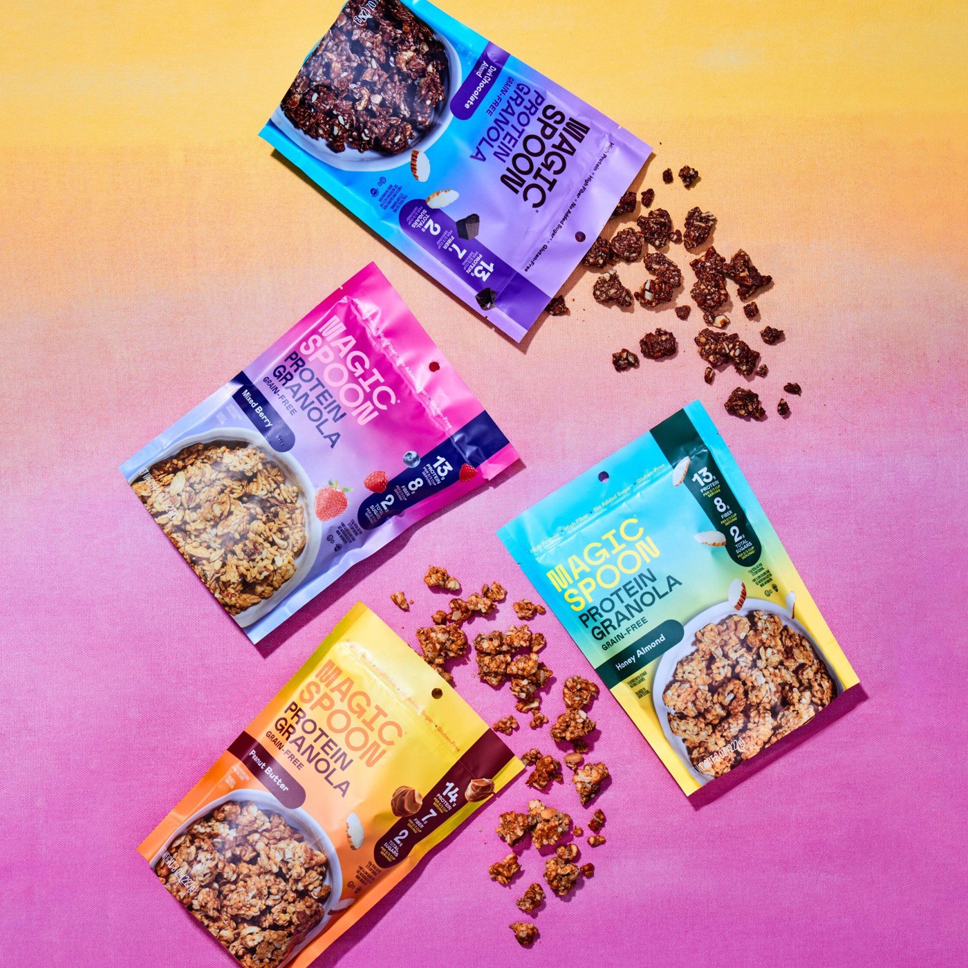 Protein Granola lineup from Magic Spoon.