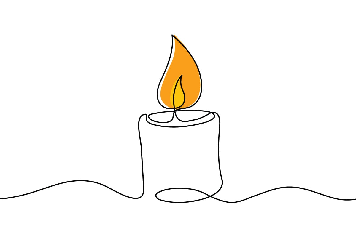 Continuous line drawing making a candle vector illustration.