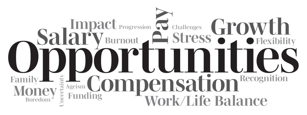 Word cloud of what’s driving career change.