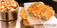 Umami almond cakes, presented by the California Almond Board, constitute a vegetarian functional food option.