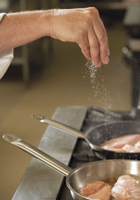 Food served in restaurants and processed foods purchased in stores contribute most of the sodium that Americans consume.