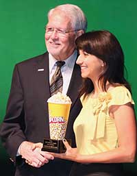 Jessica Ruiz Hallstrom of Chapman University, accepting award from John Ruff