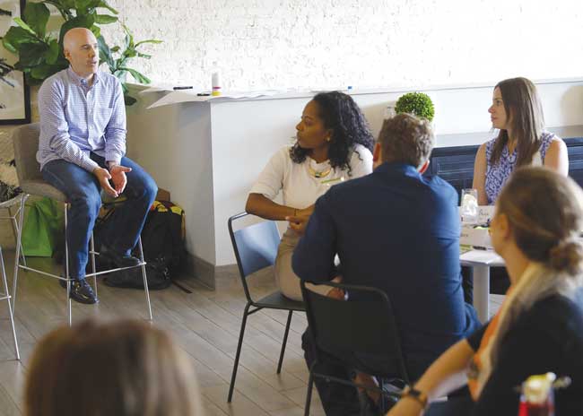 PepsiCo executive Seth Kaufman participates in a discussion with entrepreneurs. 