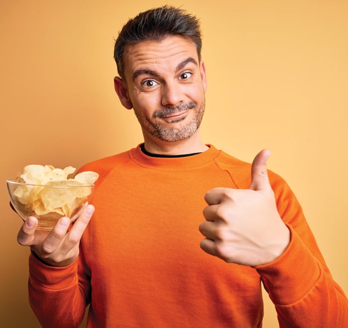 Man with chips