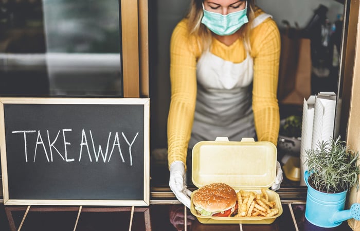 Takeaway order and woman