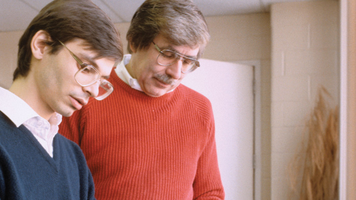 Ted Labuza, right, in 1989 with postdoctoral student Petros Taoukis