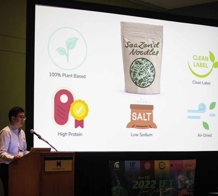Student presents his team's Sea Zen'd Noodles