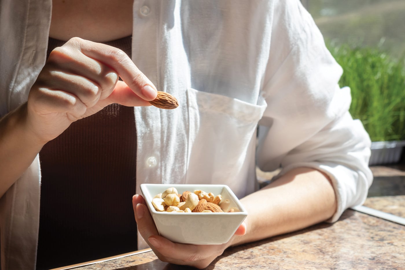 Snacking on almonds